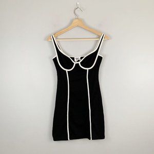 Princess Polly Jazmin Mini Dress Black White NWT Ribbed Clubbing Party US 6